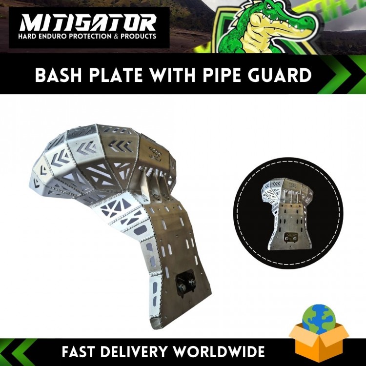Mitigator Skid Plate (Bash Plate) With Pipe Guard Fits Ktm(XC-SX-XC-EXC-XC-W) 2019-2023 Husqvarna (TX/TX ) 2019-2023 Gasgas (EC ) 2021-2023 Mitigator Skid Plate (Bash Plate) With Pipe Guard Fits Ktm(XC-SX-XC-EXC-XC-W) 2019-2023 Husqvarna (TX/TX ) 2019-2023 Gasgas (EC ) 2021-2023